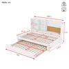 A diagram of a white bed frame with dimensions indicated by arrows and numbers. Produktbild-Vorschau