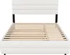 A white bed frame with a slatted base is shown against a white background. Produktbild-Vorschau