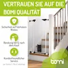 A white baby gate with a cat flap installed at the bottom of a staircase. Produktbild-Vorschau