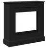 A black fireplace surround shown from a front-facing angle against a white background. Náhled obrázku produktu