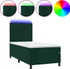 vidaXL Boxspringbett mit Matratze & LED Dunkelgrün 90x200 Produktbild-Vorschau 1
