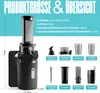 A product image showing a black juicer with various accessories and technical specifications listed. Podgląd zdjęcia produktu