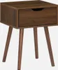 A brown wooden nightstand with one drawer and three legs. Produktbild-Vorschau