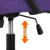 A close-up view of the height adjustment lever and mechanism of a purple office chair. Produktbild-Vorschau