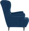 vidaXL Fauteuil à oreilles avec tabouret bleu velours Voir les images du produit 5