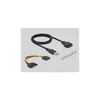 A black USB to SATA adapter cable with a USB 3.0 connector and a SATA data/power connector, along with a few small screws, laid out on a light gray background. Podgląd zdjęcia produktu