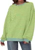 ASKSA Damen Sweatshirt Oversized Gestreift Farbblock Produktbild-Vorschau 2