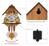 A collage of images showing a cuckoo clock, its hanging mechanism, and its battery compartment. Náhľad obrázku produktu