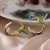 Damen-Ohrringe, fliegender Kolibri, Emaille-Legierung, Produktbild-Vorschau 5