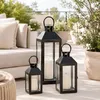 3er Gartenlaternen Laternen Metall Windlicht Schwarz H23/39/49cm Anteprima dell’immagine prodotto
