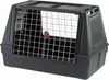 A black plastic pet carrier with a silver metal wire door. Anteprima dell’immagine prodotto