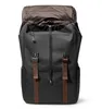 A black and brown backpack is shown against a white background. Produktbild-Vorschau