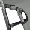 A close-up view of the joint mechanism and fabric of a gray lounge chair. Voir les images du produit