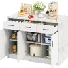 A kitchen island with storage and countertop appliances. Voir les images du produit