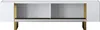 A white and gold TV stand with two open compartments. Náhľad obrázku produktu