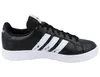 A side view of a black Adidas sneaker with white stripes. Podgląd zdjęcia produktu