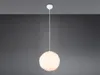 A fluffy, spherical pendant light hangs from a white cord against a plain gray background. Náhled obrázku produktu