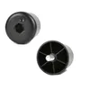 Two black furniture feet are shown against a white background. One is shown from the top, revealing a hexagonal socket. The other is shown from the side, revealing a threaded bolt. Voir les images du produit