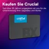A Crucial BX500 SSD is shown against a gradient background with marketing text. Produktbild-Vorschau