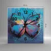 Wanduhr - Quadrat - Glasuhr - Handschriftlich Schmetterling Produktbild-Vorschau 3