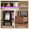 Collage of images showing different parts of a storage unit with clothes, drawers, and shelves. Náhled obrázku produktu