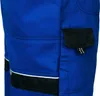 A close-up view of the side of blue work shorts, showing pockets and stitching. Produktbild-Vorschau