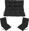 Three black cushions for outdoor or indoor use, arranged on a white background. Produktbild-Vorschau