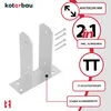 A product image showing a metal post bracket with accompanying screws and marketing text. Anteprima dell’immagine prodotto
