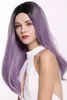 WIG ME UP Perücke Lang Mittelscheitel Ombre Schwarz Violett Produktbild-Vorschau 3