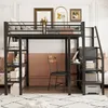 A loft bed with a desk and shelves underneath, set up in a bedroom. Náhled obrázku produktu