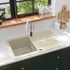 vidaXL Évier en granit simple bassin beige Voir les images du produit 2
