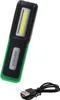 A black and green Höfftech LED work light with a USB charging cable. Produktbild-Vorschau