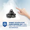 A pile of coal is shown inside a triangle, with a hand pointing towards it. Text and a radiation symbol are also visible. Produktbild-Vorschau