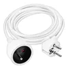 A white extension cord with a European plug and socket is coiled on a white background. Produktbild-Vorschau