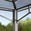 Close-up view of the corner of a gazebo structure, showing the aluminum frame and the polycarbonate roof panels. Produktbild-Vorschau