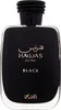 A black perfume bottle with silver accents and text on the front. Anteprima dell’immagine prodotto