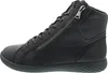 A side view of a black leather high-top sneaker. Anteprima dell’immagine prodotto
