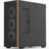 A computer tower case with a black body and a wooden accent on the front. Voir les images du produit