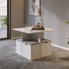 A dining set with a table and storage stools in a modern room setting. Produktbild-Vorschau