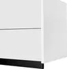 A close-up, side view of a modern, white TV cabinet with a black base. Náhľad obrázku produktu