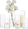 Glasseam Zylinder Vase Glas Klar, Blumenvase Modern 6 Stück Produktbild-Vorschau 1
