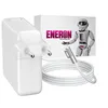 A white laptop charger and cable are displayed next to a box with a robot graphic and brand logo. Podgląd zdjęcia produktu