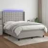 Boxspringbett mit Matratze & LED Hellgrau 140x200 cm Stoff Produktbild-Vorschau 2