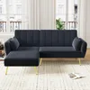 A dark gray sectional sofa with gold legs is shown in a well-lit room with large windows and sheer curtains. Anteprima dell’immagine prodotto