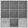 A concrete-effect bookshelf with nine compartments, two of which have drawers. Náhled obrázku produktu
