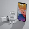 A clear, professional shot of AirPods Pro cases and earbuds, with an iPhone displaying music playback, set against a light gray background. Produktbild-Vorschau