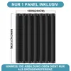 A diagram showing the dimensions of a black curtain panel with text overlays indicating size and product information. Produktbild-Vorschau