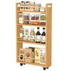 Schmales Rollregal aus Bambus – 4 Ablagen, 45x15x81cm, Produktbild-Vorschau 5