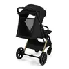 A black stroller with gold accents is shown against a white background. Produktbild-Vorschau