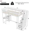A diagram of a white loft bed with dimensions and specifications. Produktbild-Vorschau